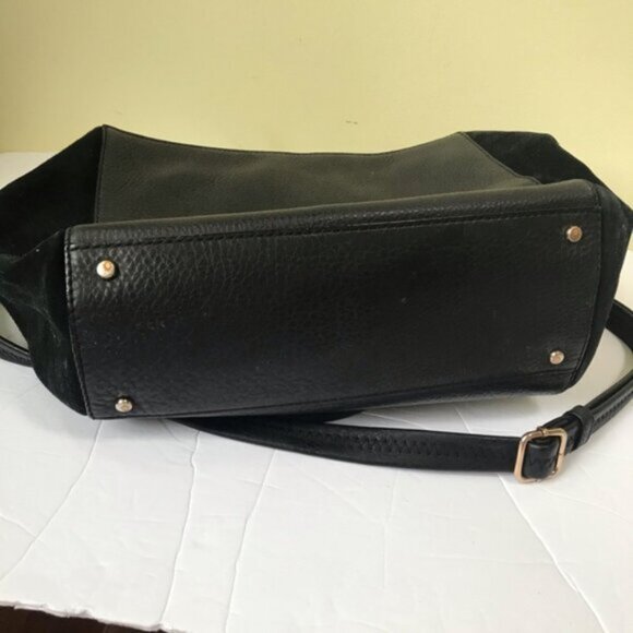 KATE SPADE Magnolia Park Pebble Leather Suede Satchel Shoulder Bag Large Logo - Picture 12 of 15